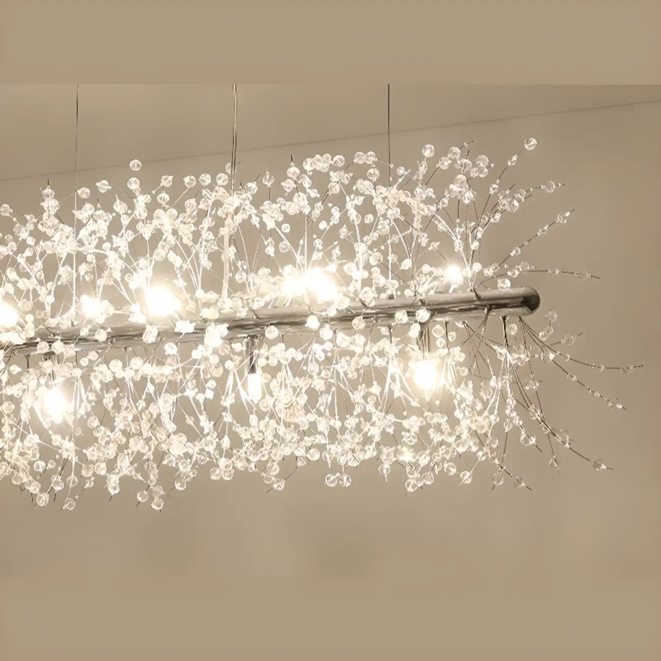 Île lumineuse géométrique en cristal doré, longueur réglable