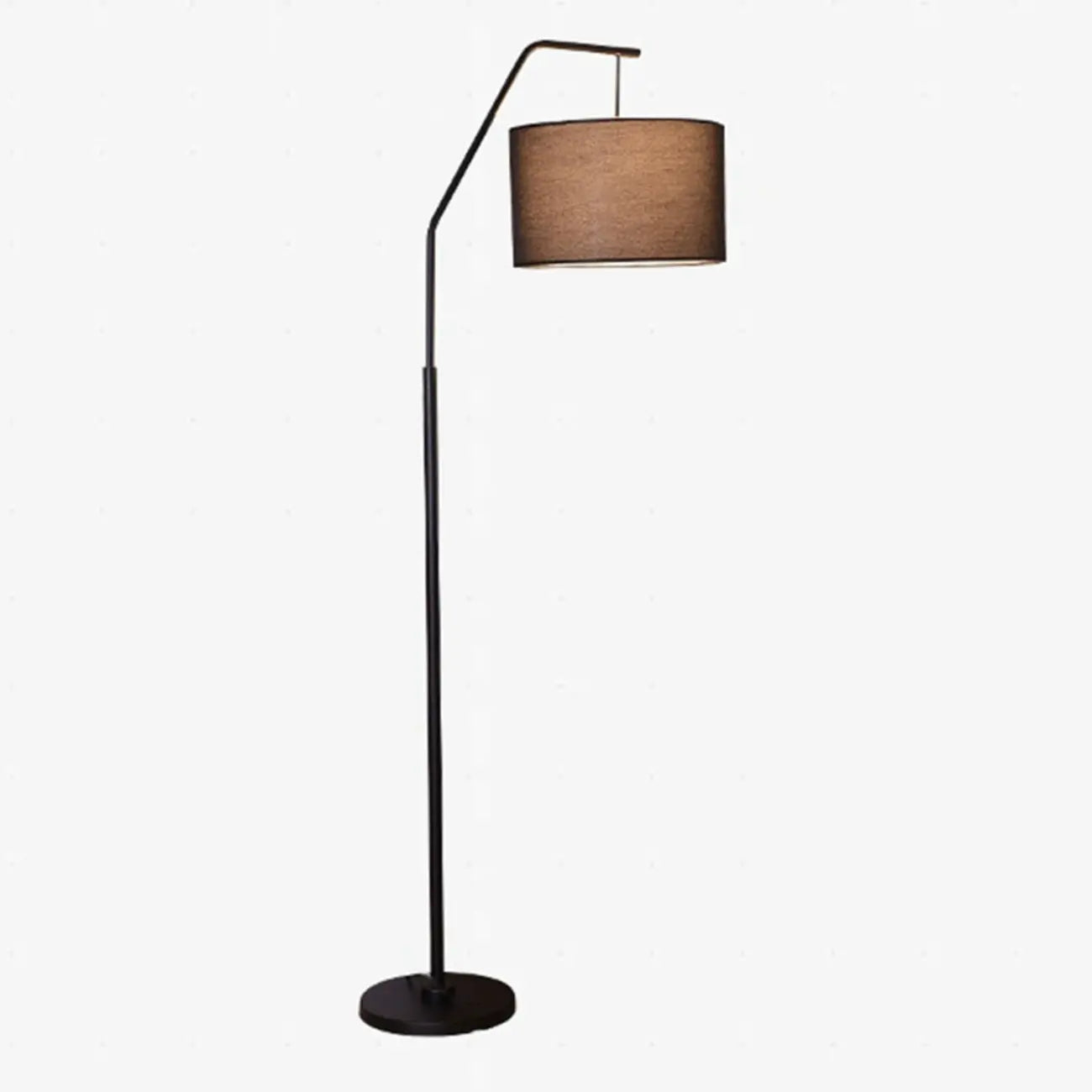 Lampadaire traditionnel noir avec abat-jour en tissu plissé blanc