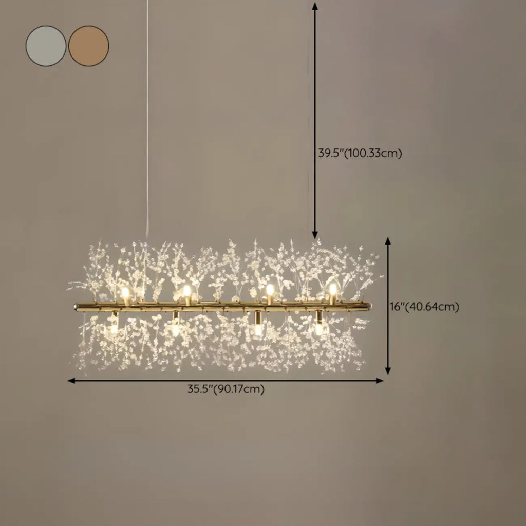 Île lumineuse géométrique en cristal doré, longueur réglable