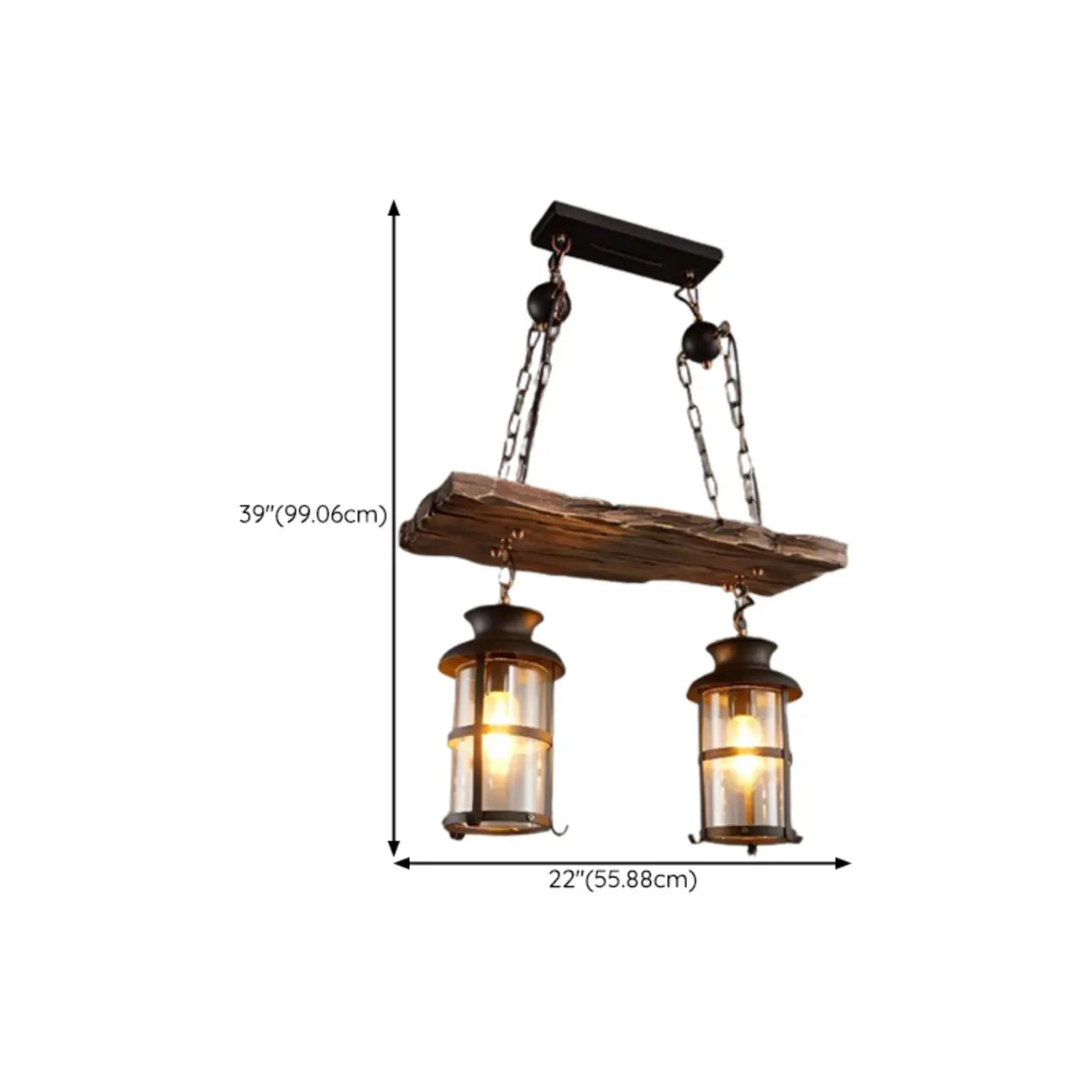 Suspension cylindrique steampunk marron clair pour îlot industriel