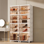 Meuble à chaussures réglable en plastique blanc glamour sur roulettes