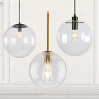 Suspension LED contemporaine en verre transparent en forme de bulle