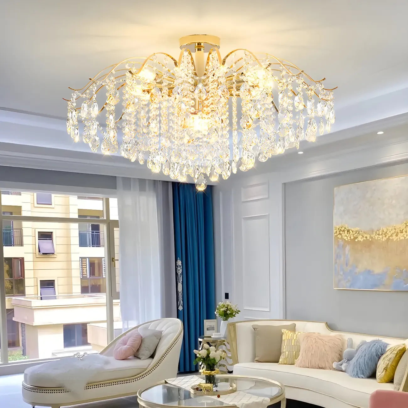 Lustre en cristal à plusieurs lumières en forme de goutte d'eau pour salle à manger