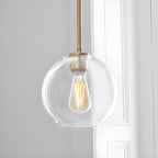 Suspension LED contemporaine en verre transparent en forme de bulle