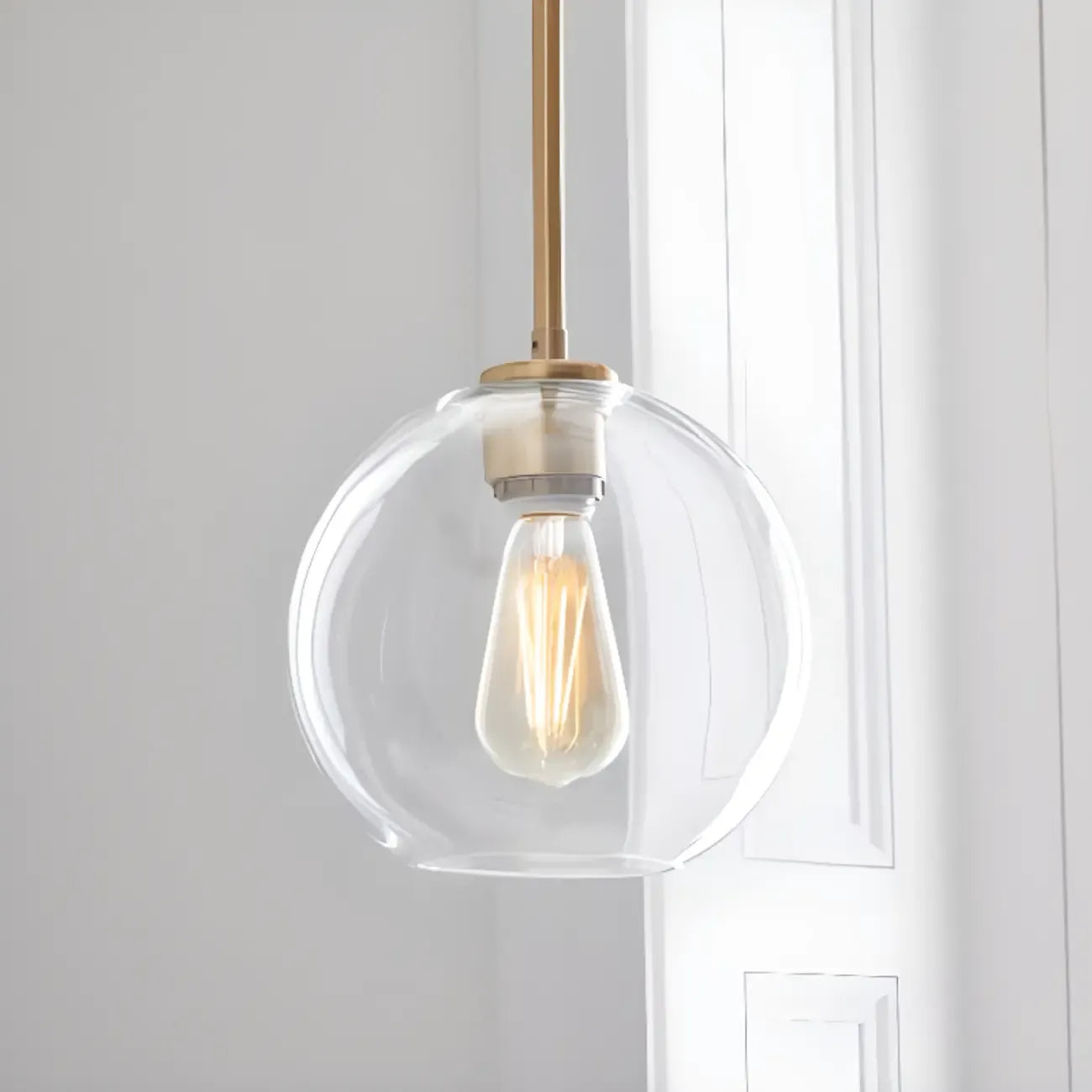 Suspension LED contemporaine en verre transparent en forme de bulle