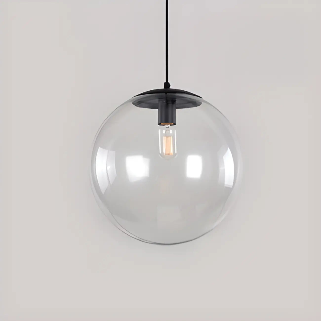 Suspension LED contemporaine en verre transparent en forme de bulle