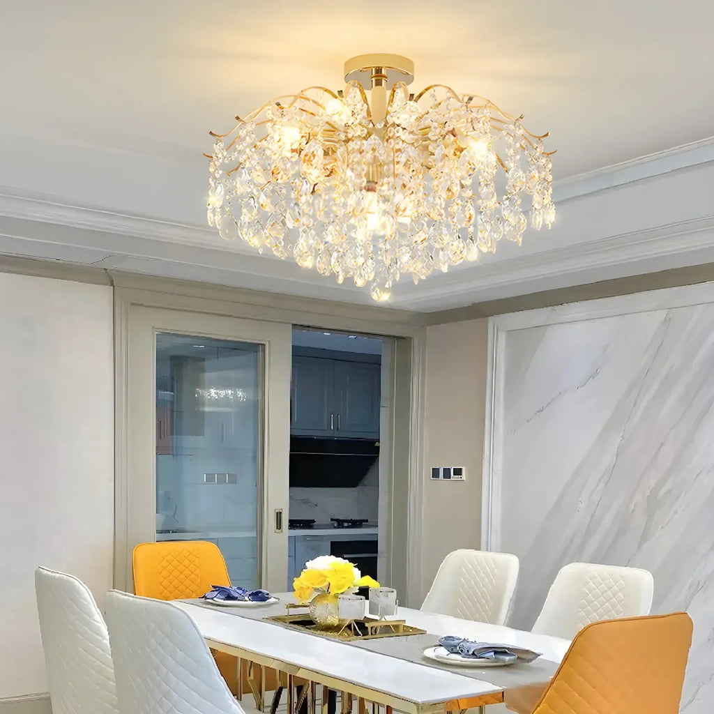 Lustre en cristal à plusieurs lumières en forme de goutte d'eau pour salle à manger