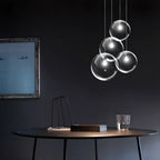 Suspension LED contemporaine en verre transparent en forme de bulle