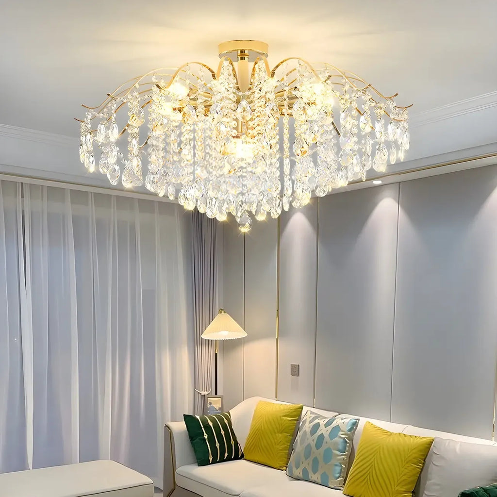 Lustre en cristal à plusieurs lumières en forme de goutte d'eau pour salle à manger