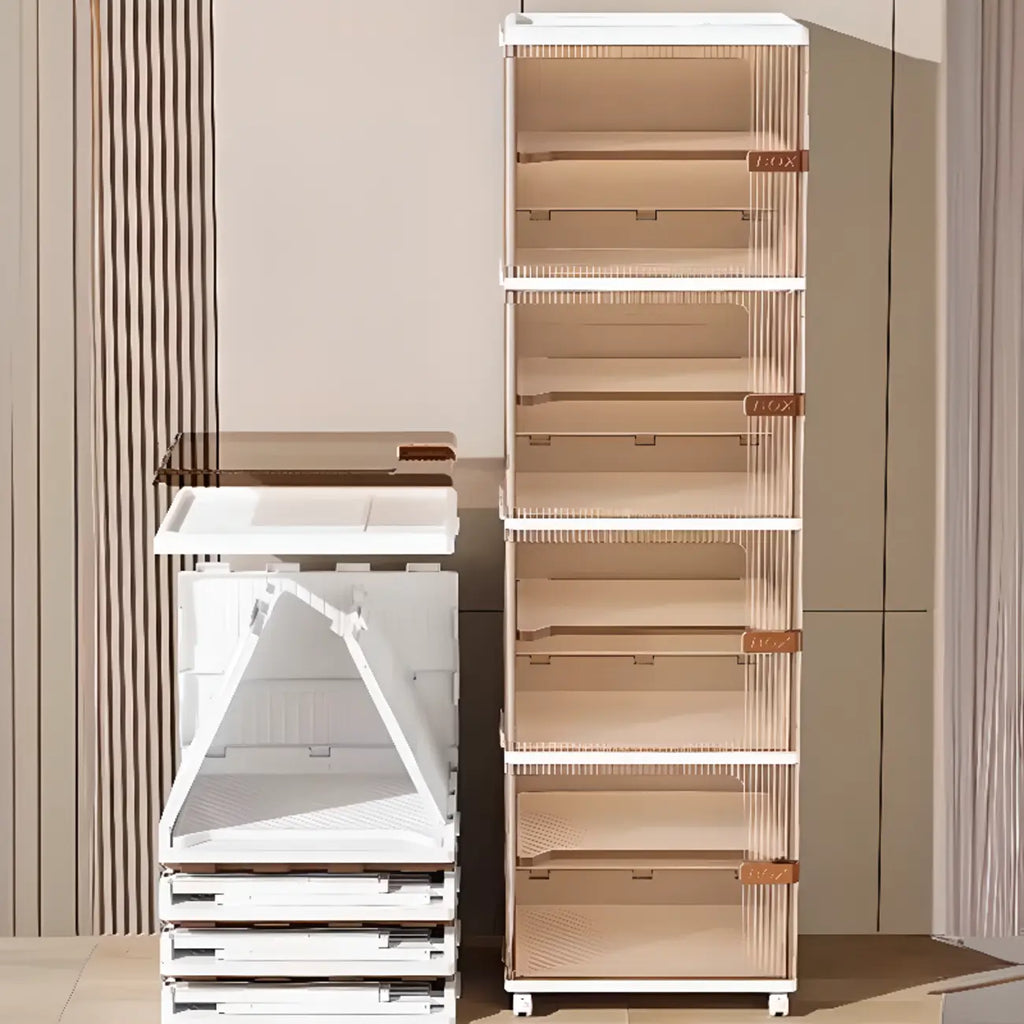 Meuble à chaussures réglable en plastique blanc glamour sur roulettes