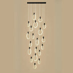 Suspension LED dorée personnalisable pour escalier