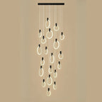 Suspension LED dorée personnalisable pour escalier