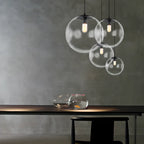 Suspension LED contemporaine en verre transparent en forme de bulle