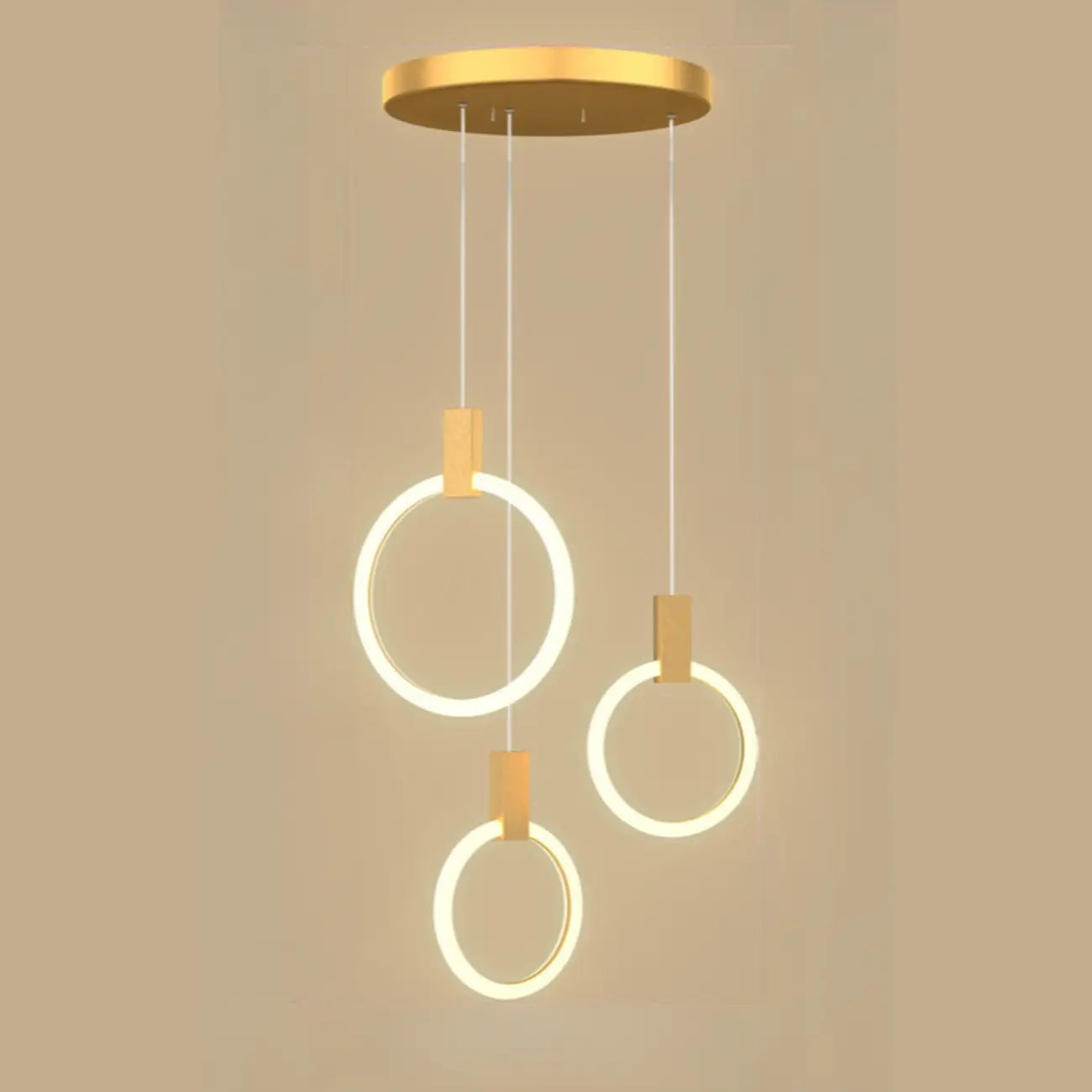 Suspension LED dorée personnalisable pour escalier
