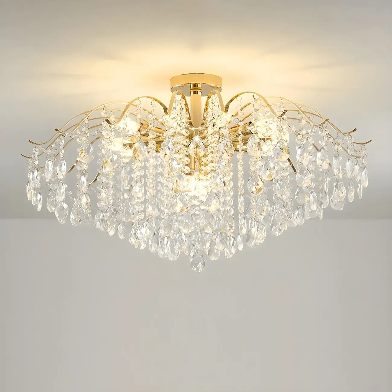 Lustre en cristal à plusieurs lumières en forme de goutte d'eau pour salle à manger