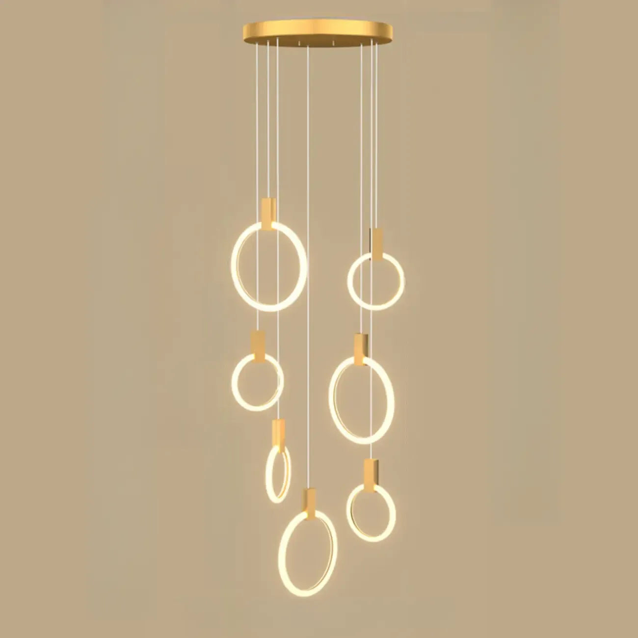 Suspension LED dorée personnalisable pour escalier