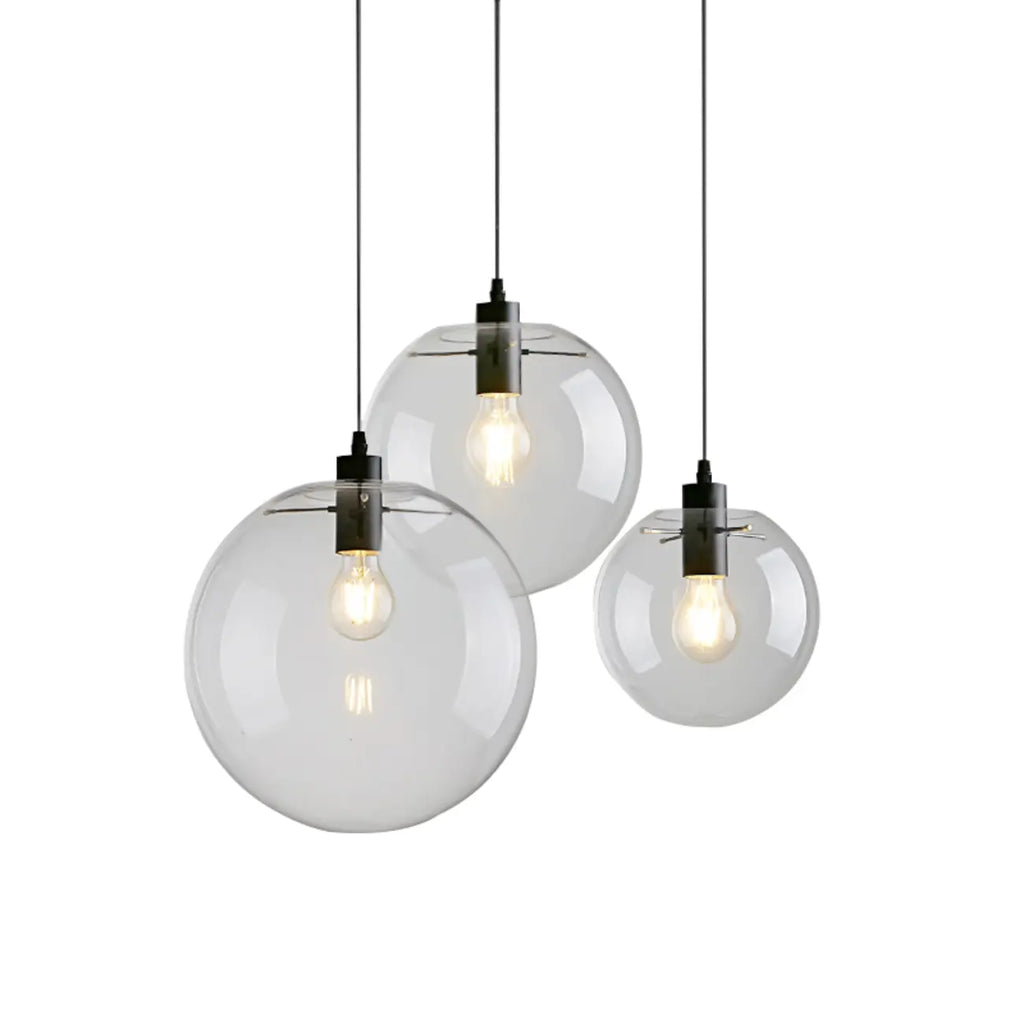 Suspension LED contemporaine en verre transparent en forme de bulle