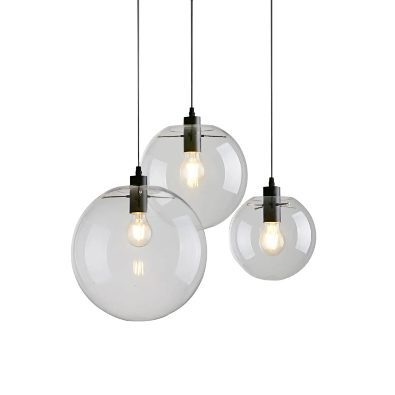 Suspension LED contemporaine en verre transparent en forme de bulle