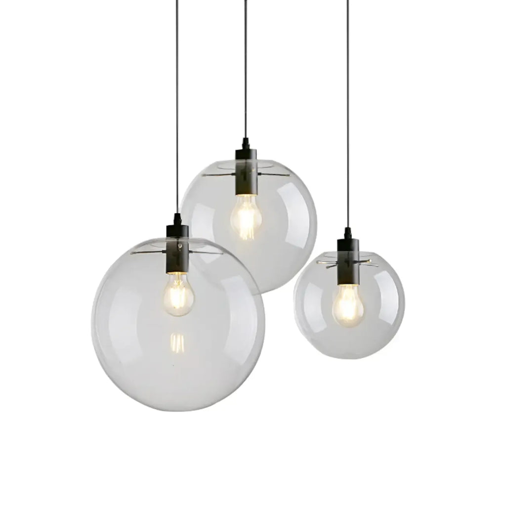 Suspension LED contemporaine en verre transparent en forme de bulle