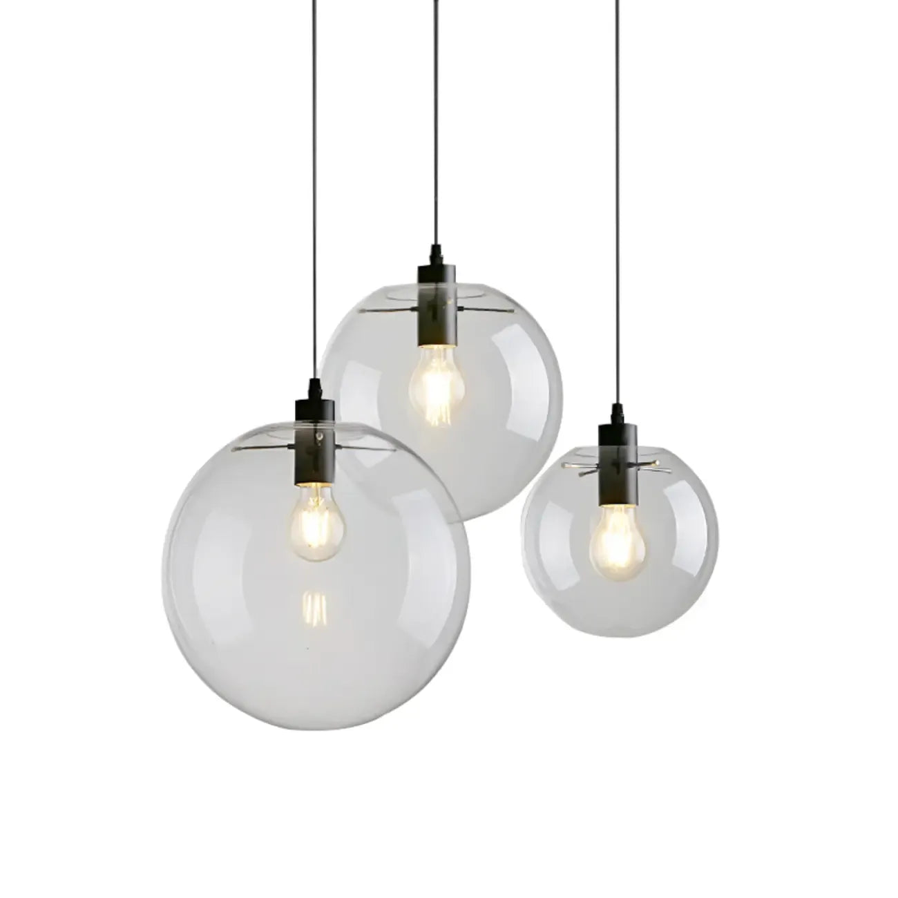 Suspension LED contemporaine en verre transparent en forme de bulle