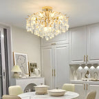 Lustre en cristal à plusieurs lumières en forme de goutte d'eau pour salle à manger