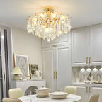 Lustre en cristal à plusieurs lumières en forme de goutte d'eau pour salle à manger