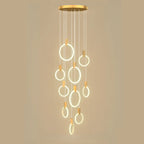 Suspension LED dorée personnalisable pour escalier