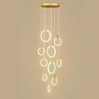 Suspension LED dorée personnalisable pour escalier