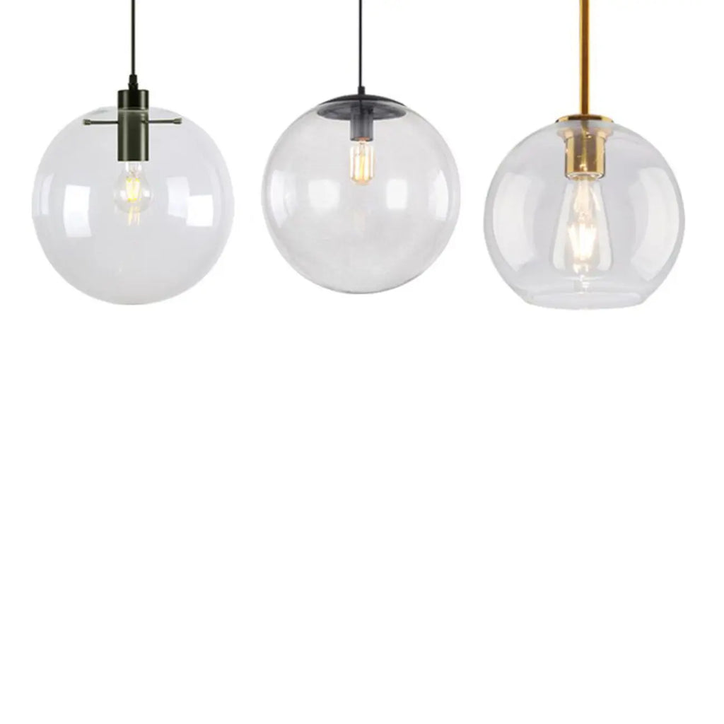 Suspension LED contemporaine en verre transparent en forme de bulle