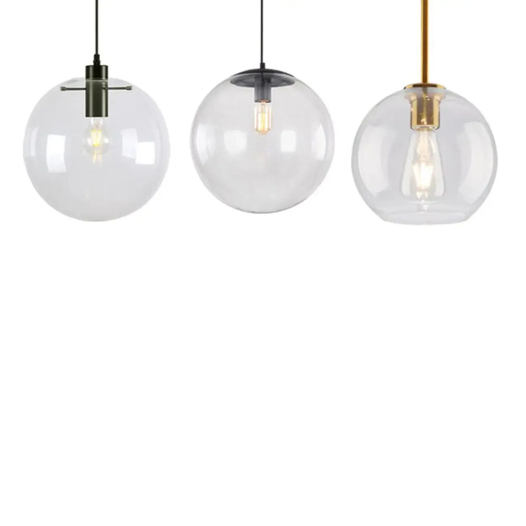 Suspension LED contemporaine en verre transparent en forme de bulle