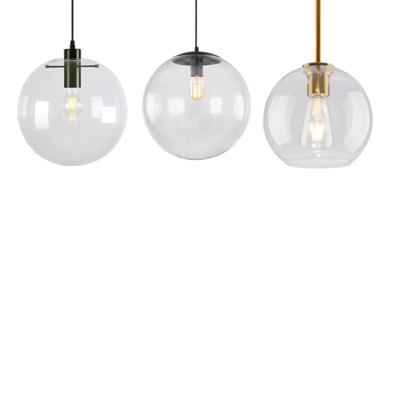 Suspension LED contemporaine en verre transparent en forme de bulle