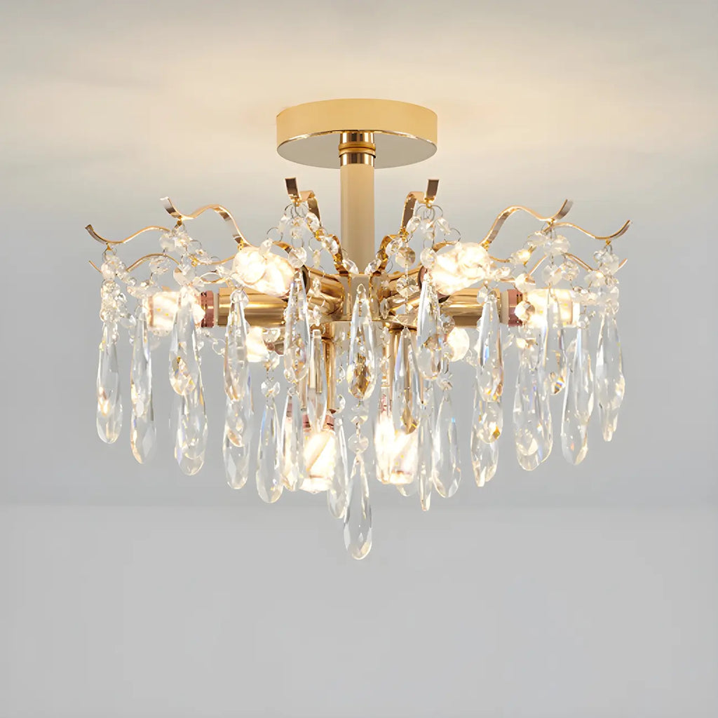 Lustre en cristal à plusieurs lumières en forme de goutte d'eau pour salle à manger