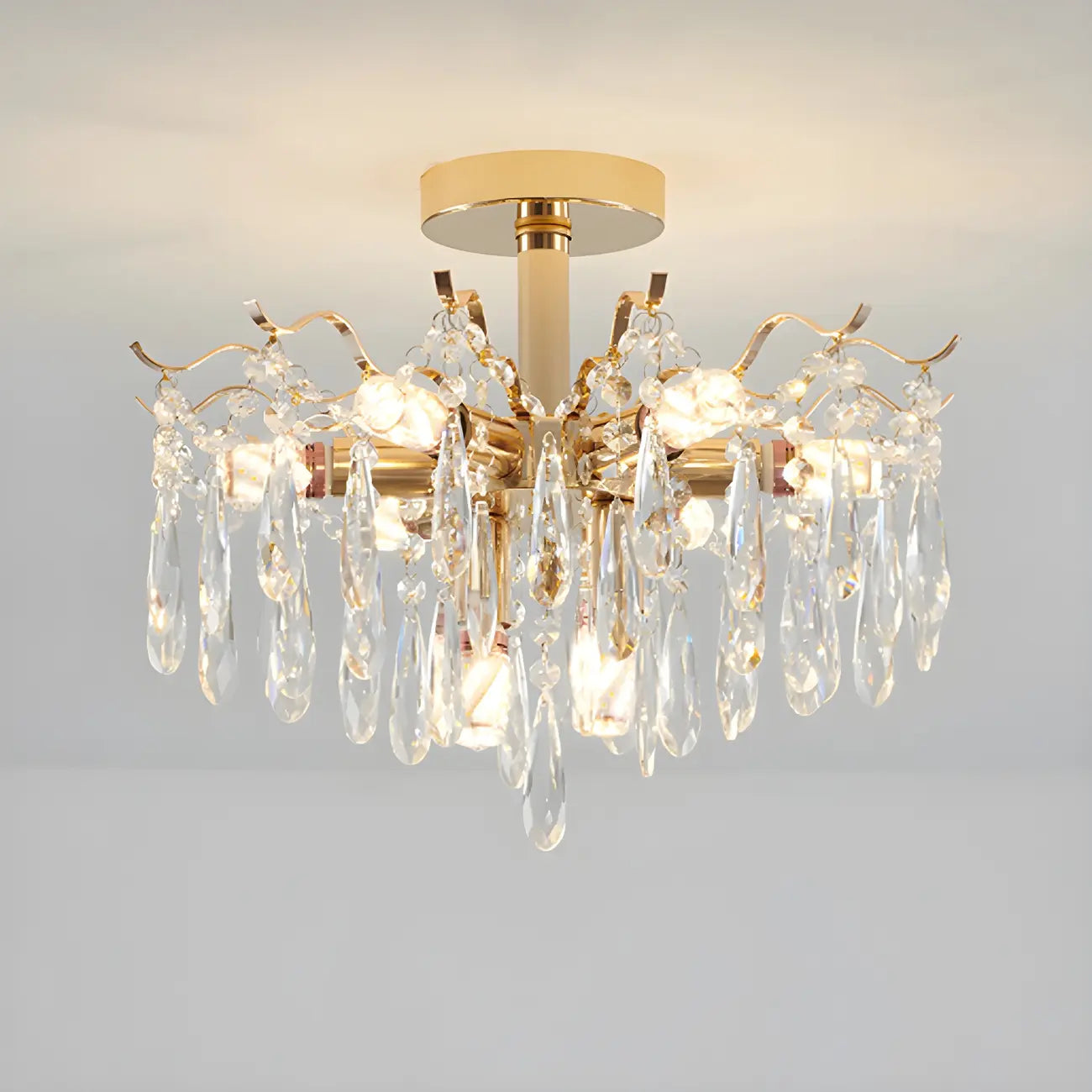 Lustre en cristal à plusieurs lumières en forme de goutte d'eau pour salle à manger