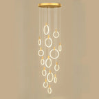 Suspension LED dorée personnalisable pour escalier