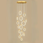 Suspension LED dorée personnalisable pour escalier