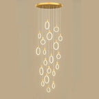 Suspension LED dorée personnalisable pour escalier
