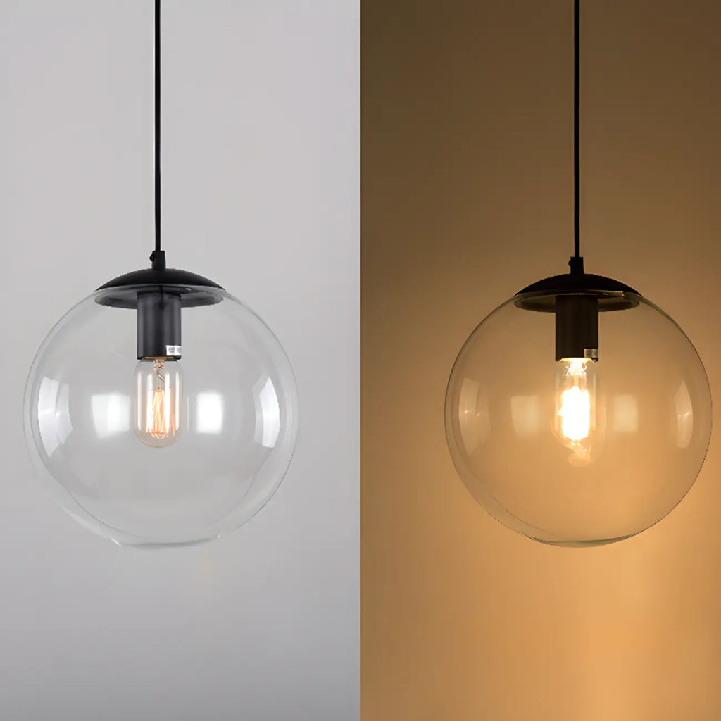Suspension LED contemporaine en verre transparent en forme de bulle