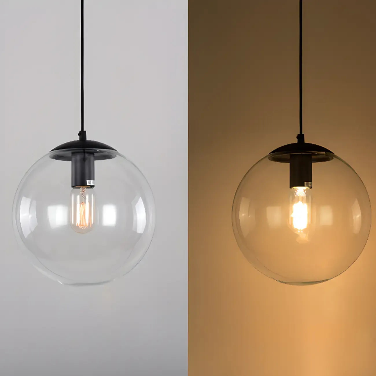 Suspension LED contemporaine en verre transparent en forme de bulle