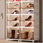 Meuble à chaussures réglable en plastique blanc glamour sur roulettes
