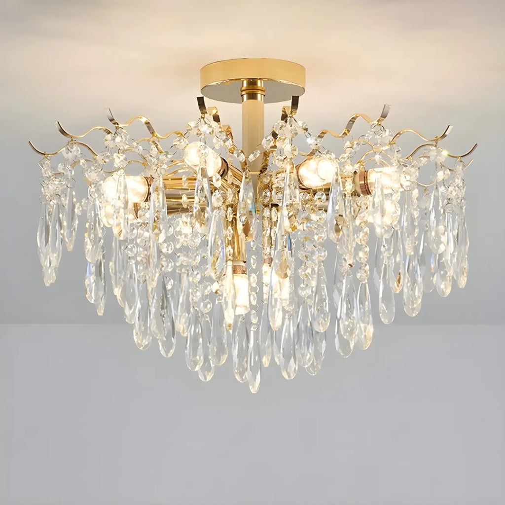 Lustre en cristal à plusieurs lumières en forme de goutte d'eau pour salle à manger