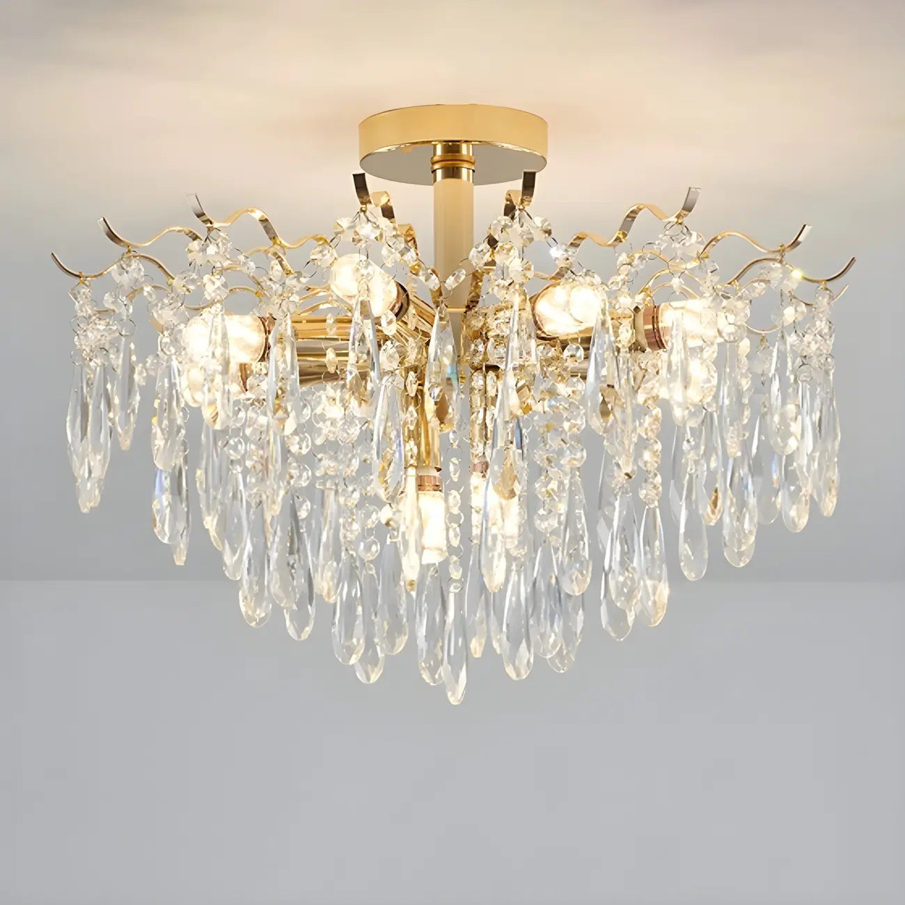 Lustre en cristal à plusieurs lumières en forme de goutte d'eau pour salle à manger