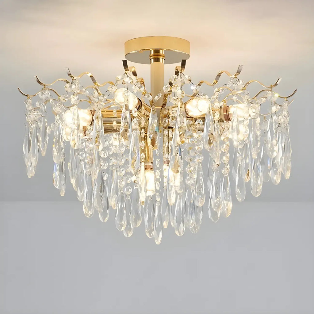 Lustre en cristal à plusieurs lumières en forme de goutte d'eau pour salle à manger