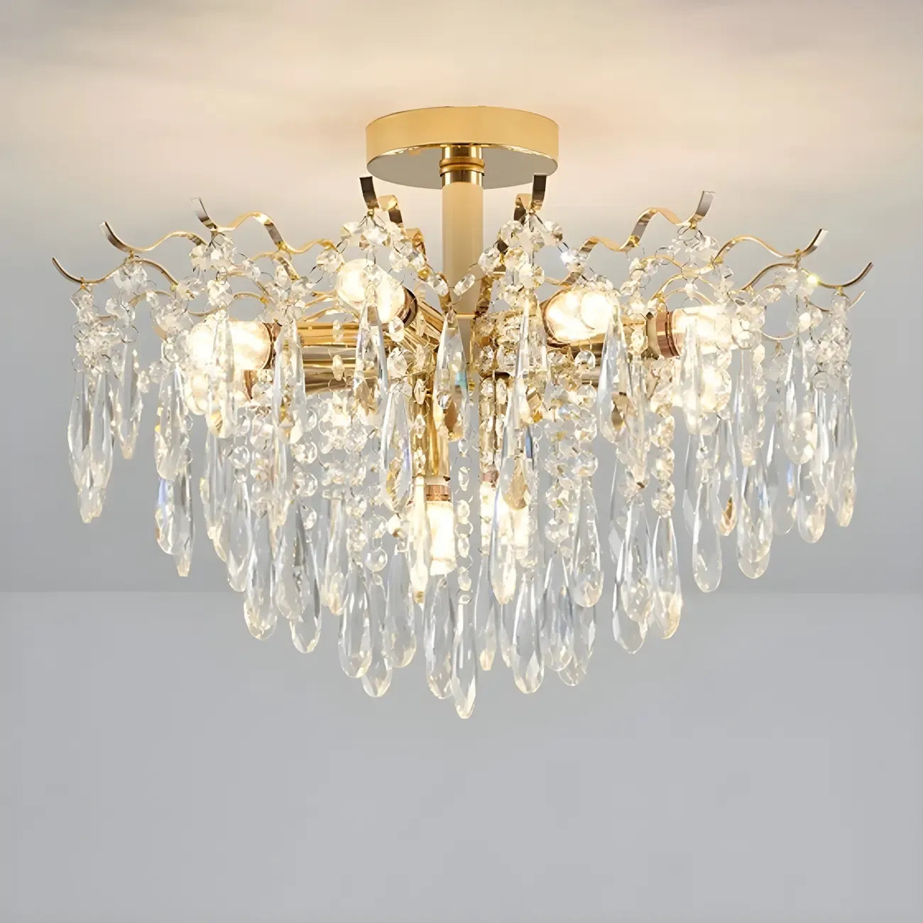 Lustre en cristal à plusieurs lumières en forme de goutte d'eau pour salle à manger