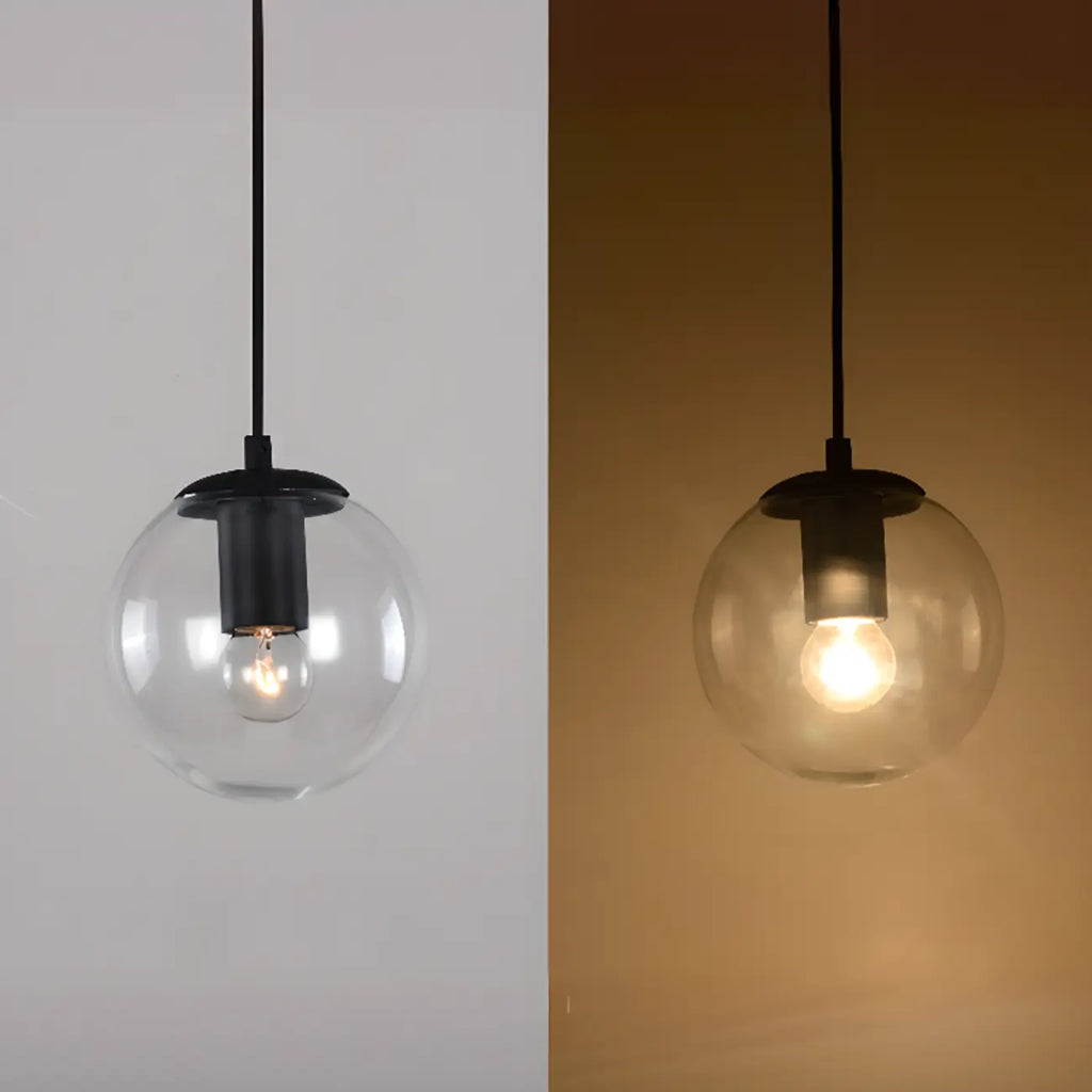 Suspension LED contemporaine en verre transparent en forme de bulle