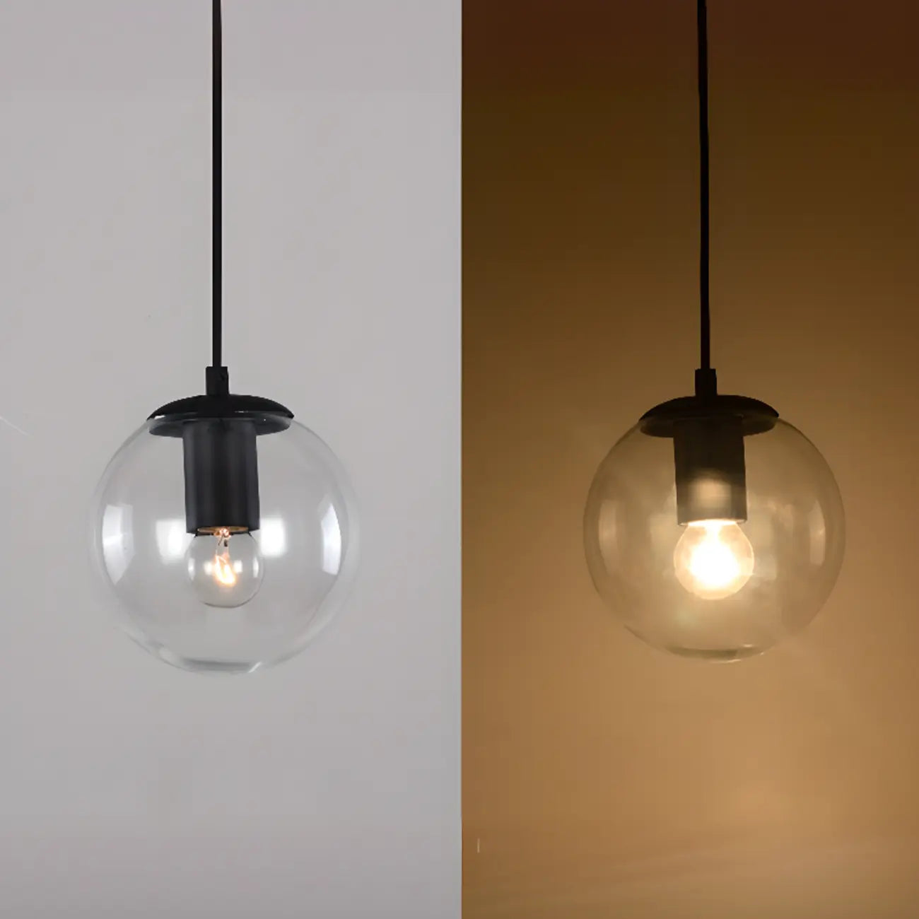 Suspension LED contemporaine en verre transparent en forme de bulle