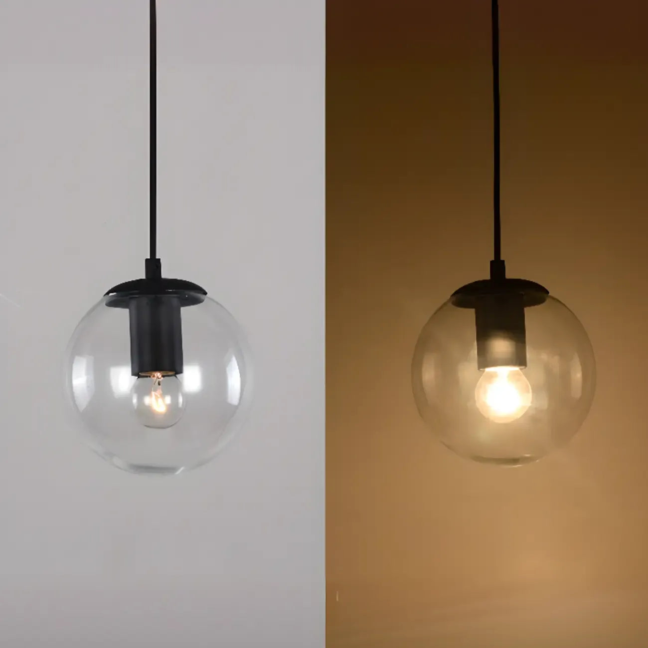 Suspension LED contemporaine en verre transparent en forme de bulle
