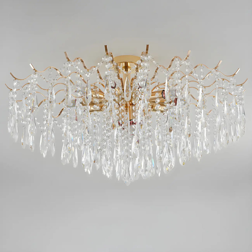 Lustre en cristal à plusieurs lumières en forme de goutte d'eau pour salle à manger