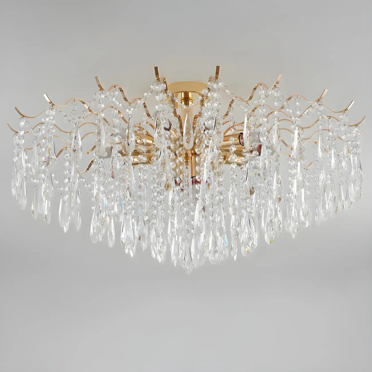 Lustre en cristal à plusieurs lumières en forme de goutte d'eau pour salle à manger