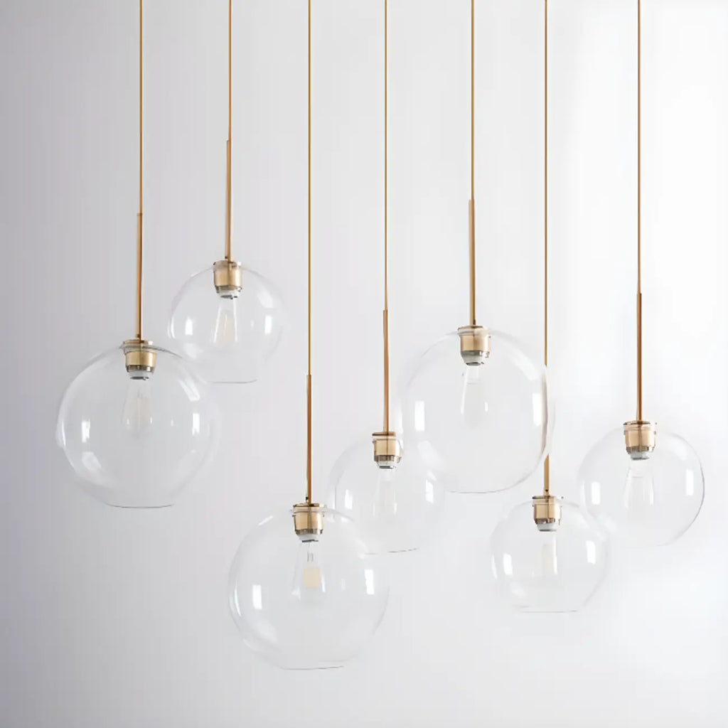 Suspension LED contemporaine en verre transparent en forme de bulle