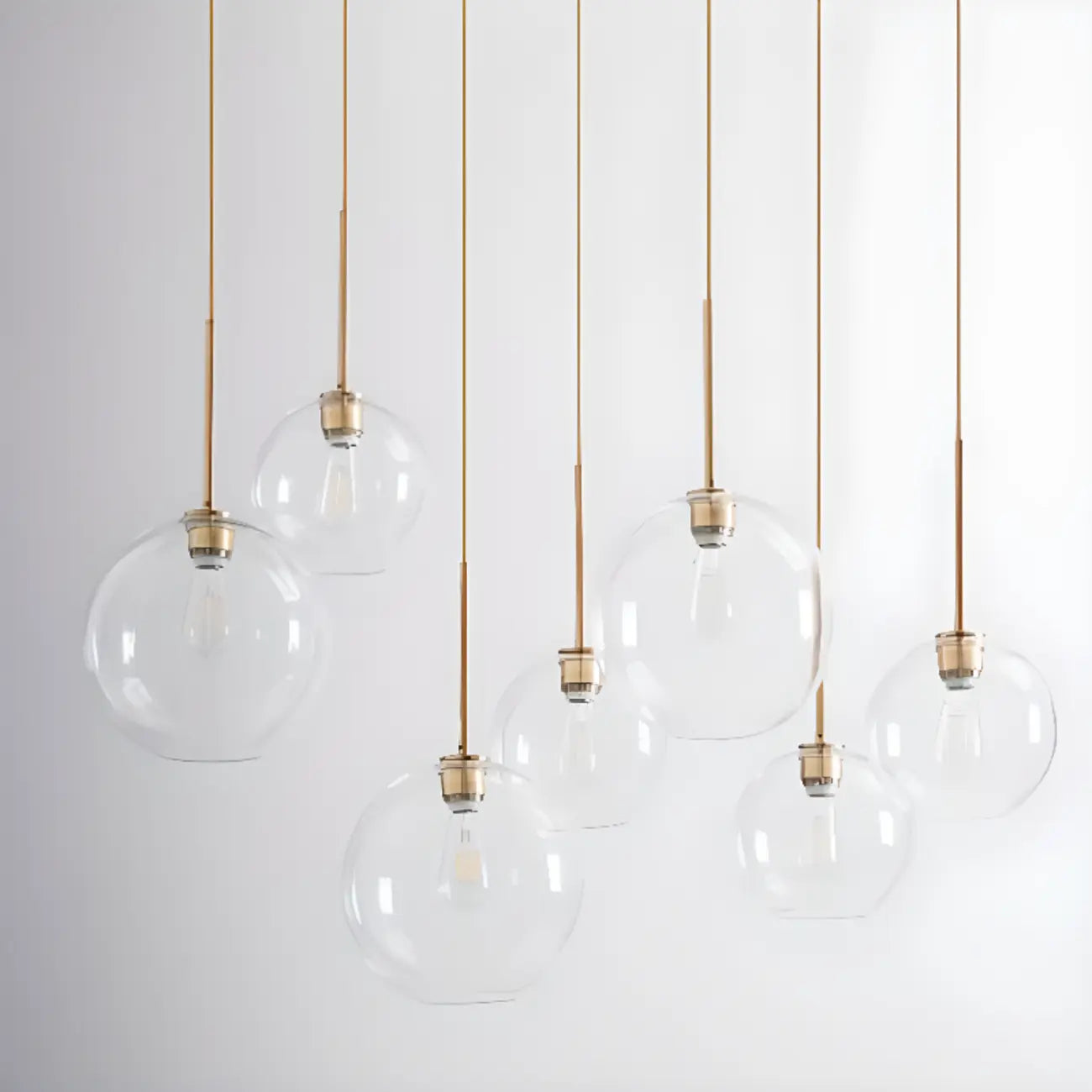 Suspension LED contemporaine en verre transparent en forme de bulle